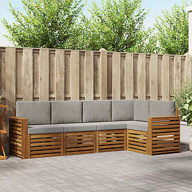 vidaXL Sectional Sofa 5 pc Natural and Light Grey