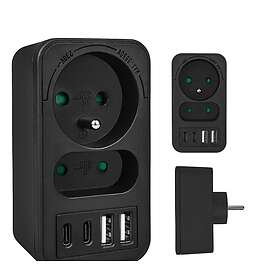 Maclean MCE249 F/B 2-Way With 4x USB Power Strip