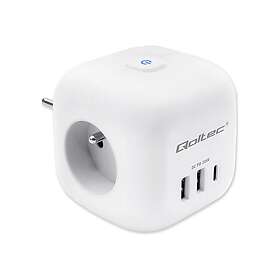 Qoltec Socket Splitter 6-Way Switched With 2x USB and 1x USB-C Power Strip 52548