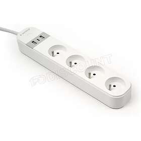 Gembird TSL-PS-F4U-01-W 4-vägs med USB Grenuttag