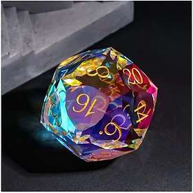 D20 Rainbow Crystal Glass Tärningsset