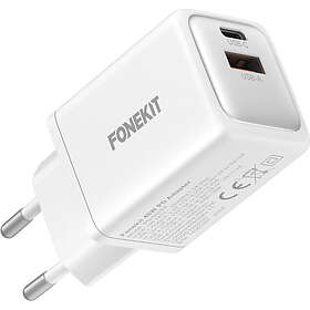 FoneKit GaN PD Seinälaturi USB-C + USB-A 48W