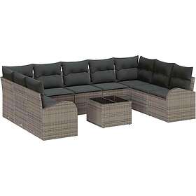 vidaXL Sectional Sofa Set 10 pce Naturel et Crème Bois d'Acacia Massif