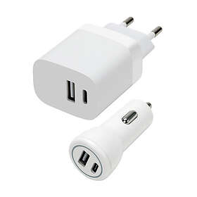 Speedlink SL-690202-WE Væg- & Biloplader Sæt USB-A & USB-C 15W