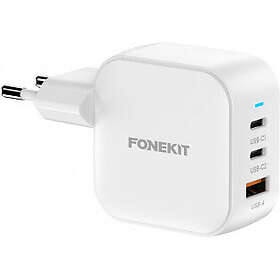 FoneKit GaN PD Seinälaturi USB-C + USB-C + USB-A 70W