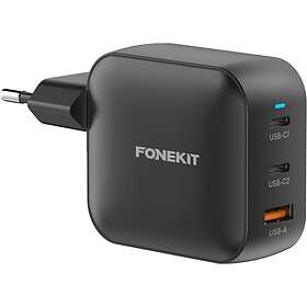 FoneKit GaN PD USB-C + USB-C + USB-A Vegglader 100W