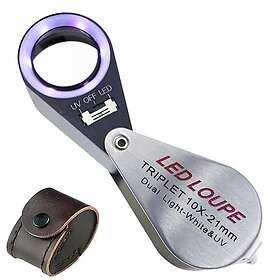 TEKCOPLUS Jewelry Loupe 10x Foldable Magnifier with UV Light