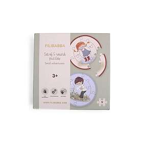 Filibabba Sæt med 5 runde puslespil Små eventyrere