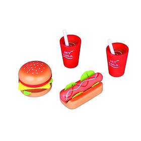 Smäll Small Wood Hamburger and Hot Dog Set Menu Legetøjsmad L40152