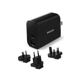 Philips Fast-Charge Dubbel USB-A+C Väggladdare 30W