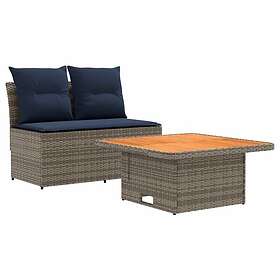 vidaXL Garden Sofa with Lift-up Table Poly Rattan