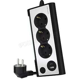 NanoCable 3-Way Power Strip avec 2x USB 1.5m 10.37.0013-BK