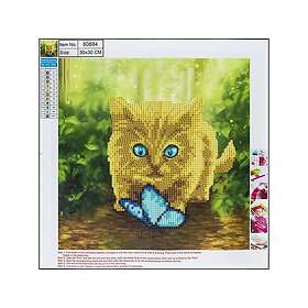 Centrum Diamantmaleri Sæt Kat og Sommerfugl 30x30
