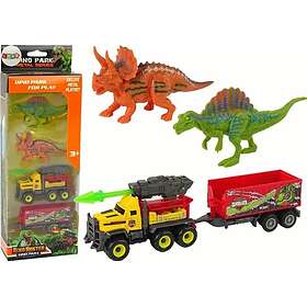 LEANToys Dino-Set Auto Ja Raketti Perävaunulla Keltainen