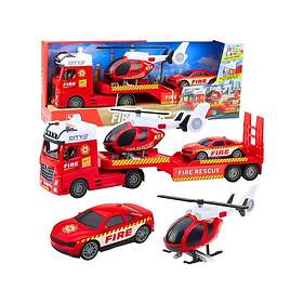 Lean Toys Fire Brigade Truck Helicopter Set Light Sound