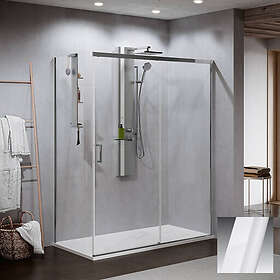 Novellini Zephyros 2.0 PH Skyvedør Høyre 166-169cm Klart Glass Hvitt Matt Profil