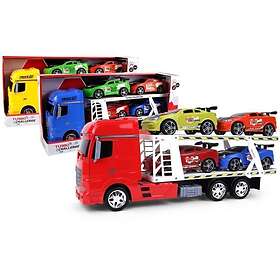 Turbo Challenge Camion Transporteur avec 4 Voitures de Sport (4-pack)