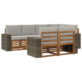 vidaXL Sectional Sofa Set with Cushion 7 pcs Brown