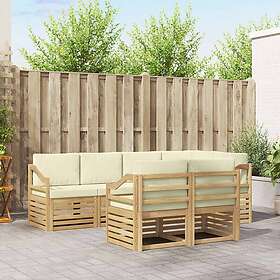 vidaXL Ensemble de canapé sectionnel avec coussin 7 pièces Blanc et crème