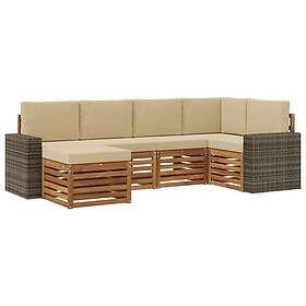 vidaXL Sectional Sofa Set with Cushion 6 pcs Natural and Brown