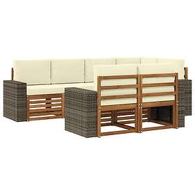 vidaXL Sectional Sofa Set with Cushion 7 pcs Natural and Cream