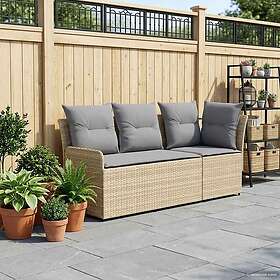 vidaXL Garden Armrest Sofa with Corner Sofa PE Rattan Beige