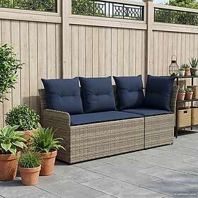 vidaXL Garden Armrest Sofa with Corner Sofa 2 Piece Grey and Navy Blue
