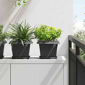 vidaXL Plant Pots 24 pcs Noir 23x23x17.5cm