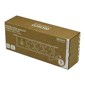Deltaco Under-Desk Angled 3-way power outlet with 2x USB-A and 1x USB-C 1.5m 190