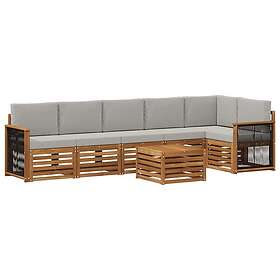 vidaXL Sectional Sofa Set with Cushion Natural and Light Grey