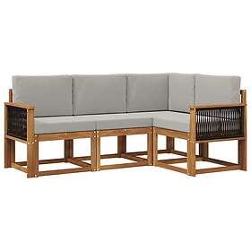 vidaXL Outdoor Sofa Set 4 pcs Natural and Light Grey Polyester