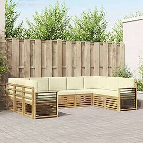 vidaXL Sectional Sofa Set avec Coussin 9 pcs Blanc et Crème Polyester
