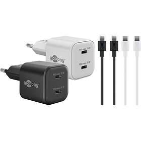 Goobay 4040849796456 Twin Power Set 2X USB-C Laddare, 2X USB-C Kablar 35W