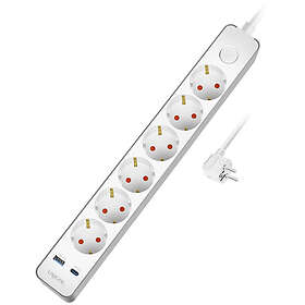 LogiLink 6-Paikkainen Virtalähde USB:llä Kytkin 1.4m LPS288U