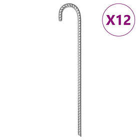vidaXL Galvanized Steel Tent Stakes 12pcs