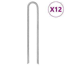 vidaXL U-shaped Tent Stakes 12pcs 30cm Ø7mm galvanized steel