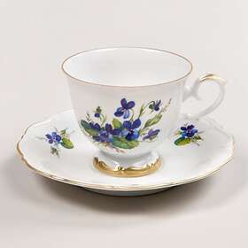 HACKEFORS Viol kaffekopp med fat