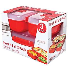 Sistema Heat & Eat 1.25L 3-Pack Plastic Food Container 9414202011534