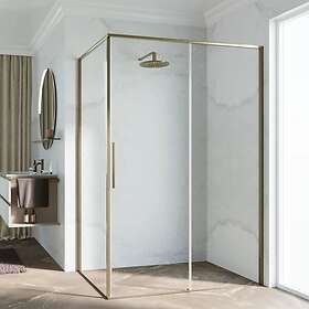 Novellini Riga 2PF Skyvedør Børstet Bronze Klart Glass 139cm RIG2PF139D-1Q