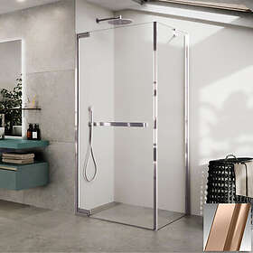 Novellini N180 G Dusjvegg Hjørne Børstet Kobber 80cm Klart Glass N180G80-1R