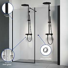 Macro Design Spirit Nisjedusj Swing Svart Matt Klart Glass Med Hullgrep 90x67cm 