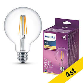 Philips G95 E27 2700K 470lm 5.9W 4-pack