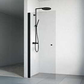 Macro Design Spirit Dusjdør Rett Med Knott Matt Svart Klart Glass 97cm DSSKS97KK