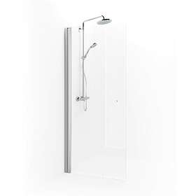 Macro Design Spirit Dusjdør Rett Med Knott Matt Aluminium Klart Glass 97cm DSSKN