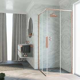 Novellini Riga A Skyvedør Børstet Kobber 67cm Venstre Klart Glass RIGA67LS-1R