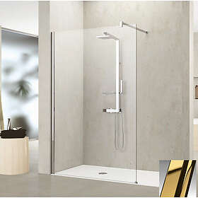 Novellini Kuadra H Dusjvegg Messing Gull Klart Glass 70cm KUADH70-1O