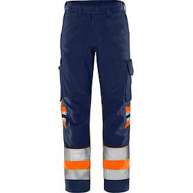 Fristads 2649 Signaloransje/Marineblå Højsynlige Arbejdsbukser (Herre)