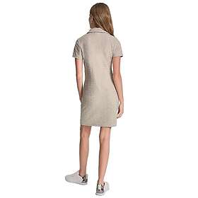 DKNY Logo Jacquard Split Neck Polo Kort Ärmes Klänning