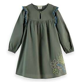 Scotch & Soda Seersucker Embroidered Long Sleeve Dress