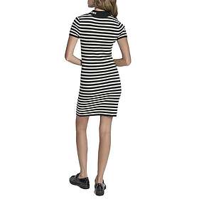 DKNY Lurex Stripe Mock Neck Logo Kort Ärm Klänning